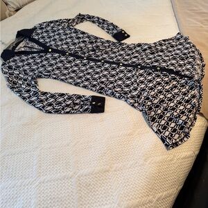 Michael Kors Navy and White Geometric Dress